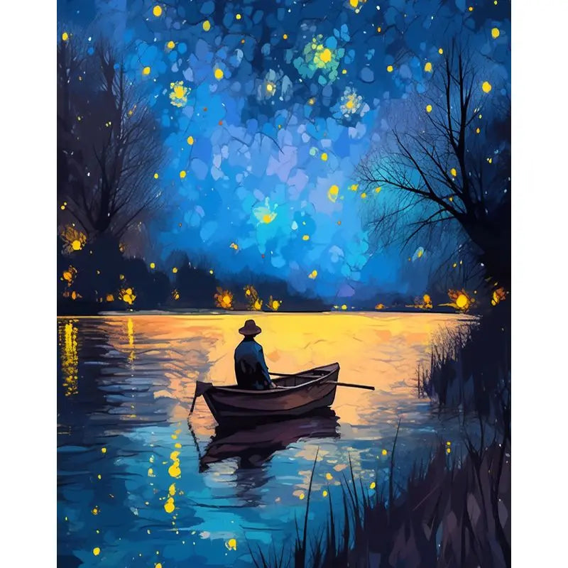 GATYZTORY Paint By Number Starry Sky Boat Scenery Drawing On Canvas HandPainted Gift DIY Pictures By Number Kits Home Decor