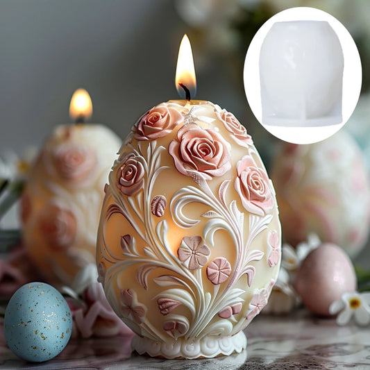 New 3D Tulip flower relief egg candle silicone mold rattan rose peony flowers candle mould Easter relief eggs resin gypsum molds