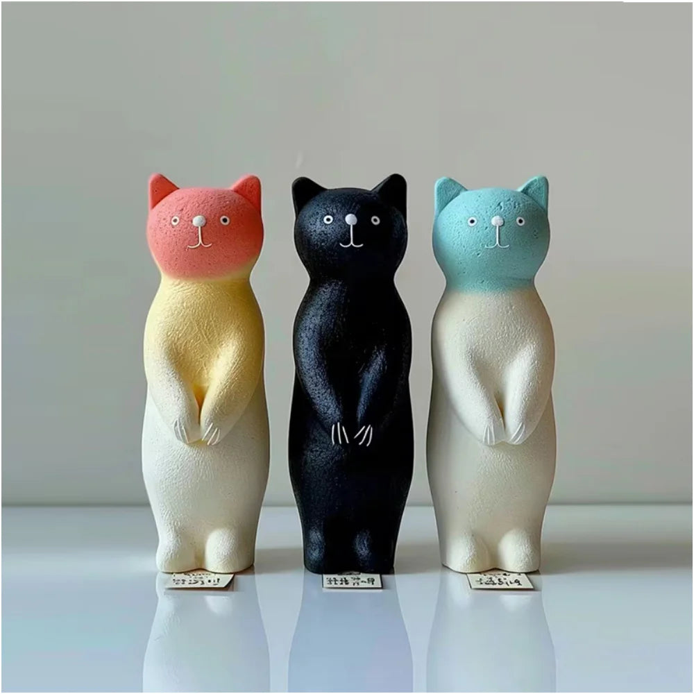 3D Long Neck Kitty Candle Silicone Mold Handmade New DIY Sitting Cat Aromath Wax Gypsum Crafts Resin Soap Making Mold Home Decor