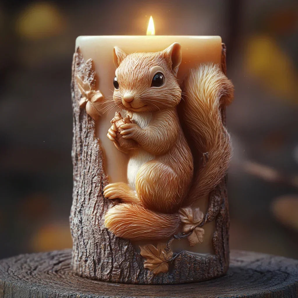 3D Branch bird relief cylindrical candle silicone mold flower bird relief cylindrical resin gypsum mould Rabbit squirrel molds