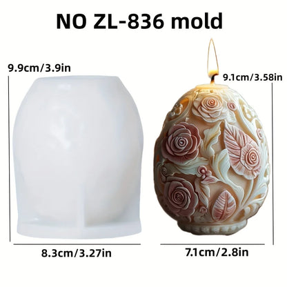 3D 2024 DIY Flower relief egg candle silicone mold Rose flower Easter egg resin mold Peony flower relief egg Decor gypsum mold