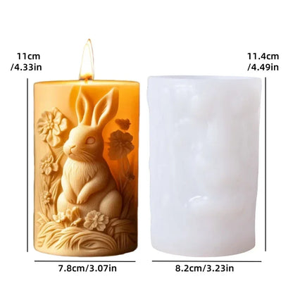 3D Branch bird relief cylindrical candle silicone mold flower bird relief cylindrical resin gypsum mould Rabbit squirrel molds