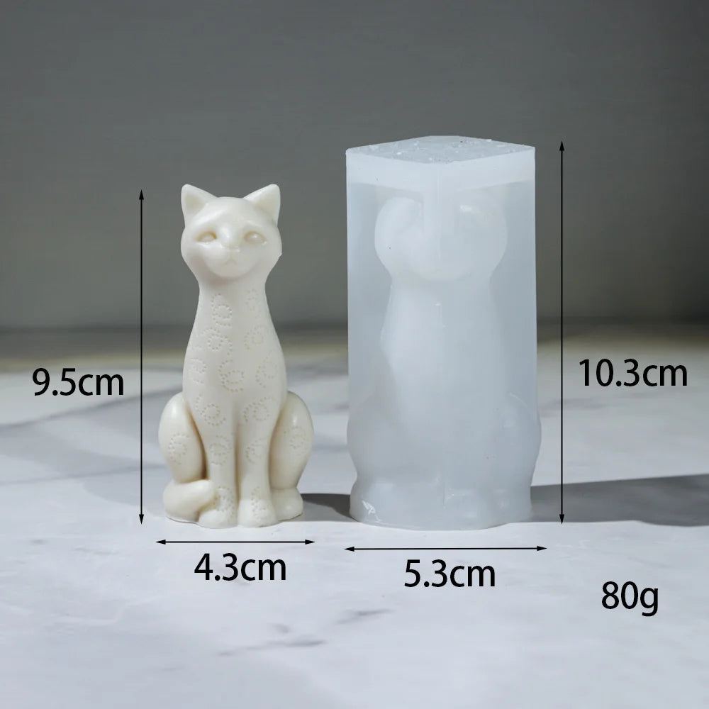 3D Long Neck Kitty Candle Silicone Mold Handmade New DIY Sitting Cat Aromath Wax Gypsum Crafts Resin Soap Making Mold Home Decor