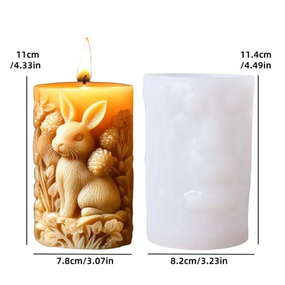 3D Branch bird relief cylindrical candle silicone mold flower bird relief cylindrical resin gypsum mould Rabbit squirrel molds