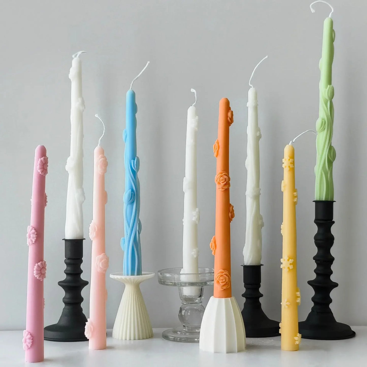 Handmade Aroma Candles Ornament Mould Creative Flowers Candle Making Supplies DIY Long Rod Candle Silicone Mold