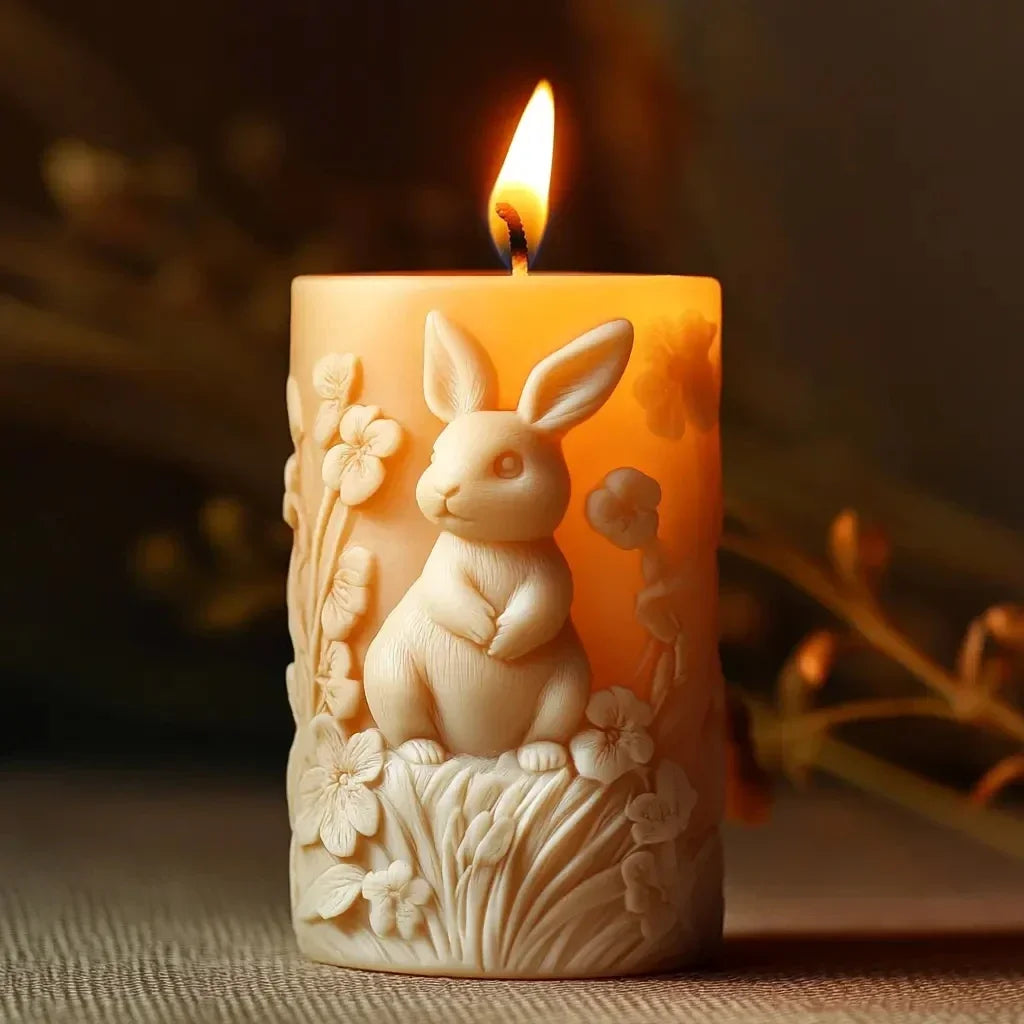 3D Branch bird relief cylindrical candle silicone mold flower bird relief cylindrical resin gypsum mould Rabbit squirrel molds