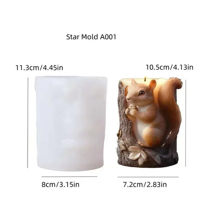 3D Branch bird relief cylindrical candle silicone mold flower bird relief cylindrical resin gypsum mould Rabbit squirrel molds