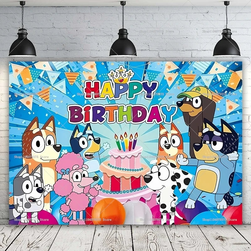 Bluey Moose Background Banner Cartoon Bluey Bingo Family Children Birthday Party Photography Background Photo Background Cover