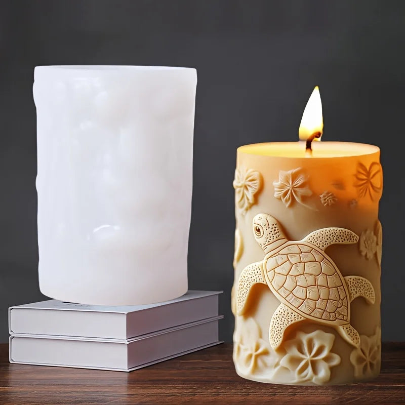 3D Branch bird relief cylindrical candle silicone mold flower bird relief cylindrical resin gypsum mould Rabbit squirrel molds