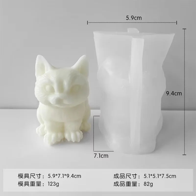 3D Long Neck Kitty Candle Silicone Mold Handmade New DIY Sitting Cat Aromath Wax Gypsum Crafts Resin Soap Making Mold Home Decor