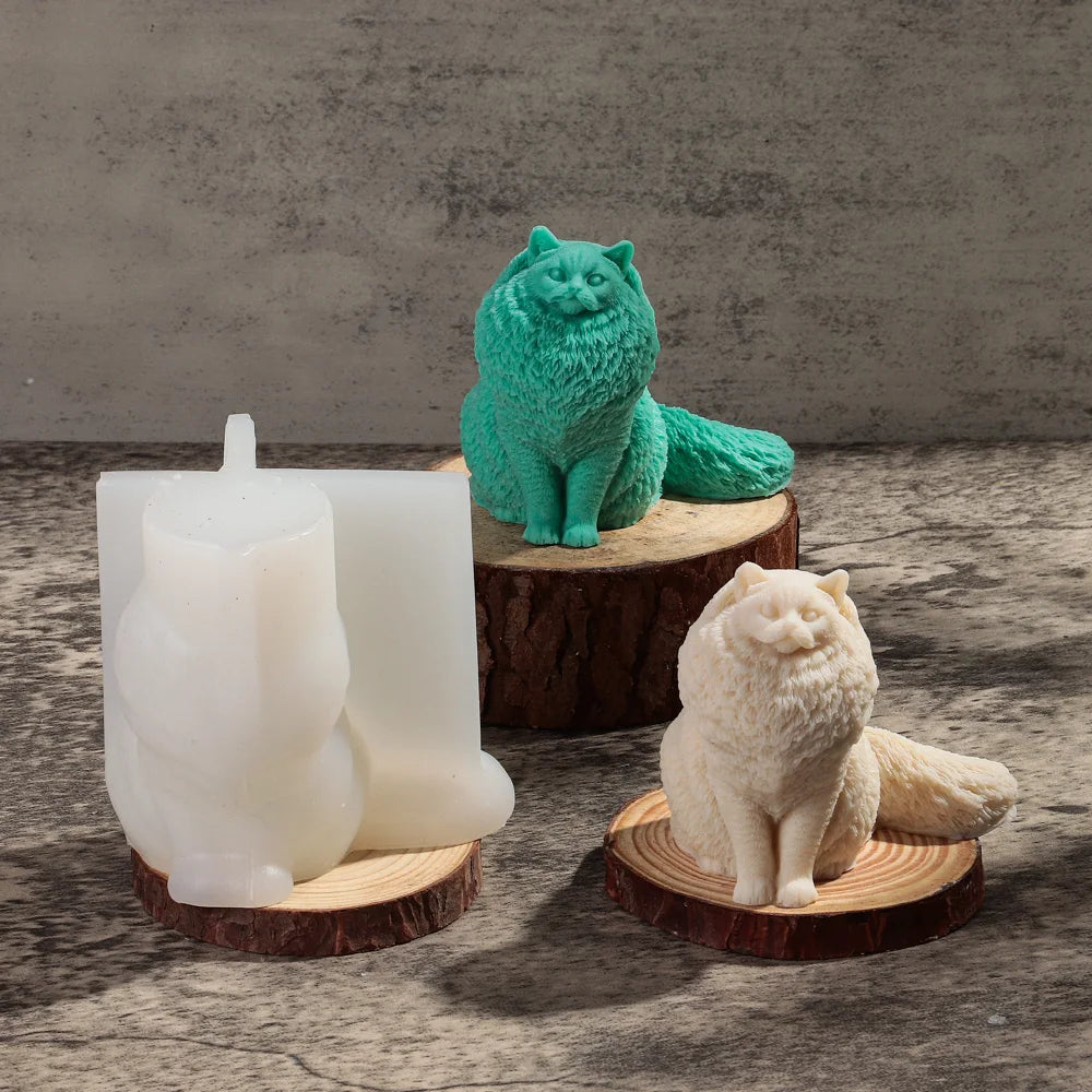 3D Long Neck Kitty Candle Silicone Mold Handmade New DIY Sitting Cat Aromath Wax Gypsum Crafts Resin Soap Making Mold Home Decor