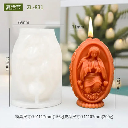 3D 2024 DIY Flower relief egg candle silicone mold Rose flower Easter egg resin mold Peony flower relief egg Decor gypsum mold