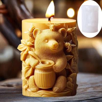 3D Branch bird relief cylindrical candle silicone mold flower bird relief cylindrical resin gypsum mould Rabbit squirrel molds