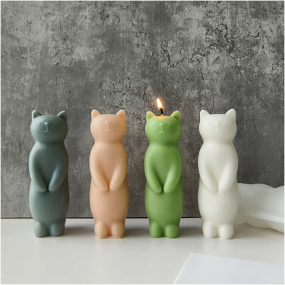 3D Long Neck Kitty Candle Silicone Mold Handmade New DIY Sitting Cat Aromath Wax Gypsum Crafts Resin Soap Making Mold Home Decor