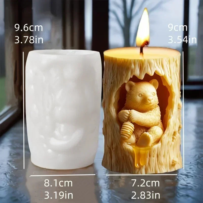 3D Branch bird relief cylindrical candle silicone mold flower bird relief cylindrical resin gypsum mould Rabbit squirrel molds