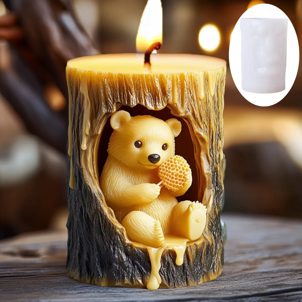 3D Branch bird relief cylindrical candle silicone mold flower bird relief cylindrical resin gypsum mould Rabbit squirrel molds