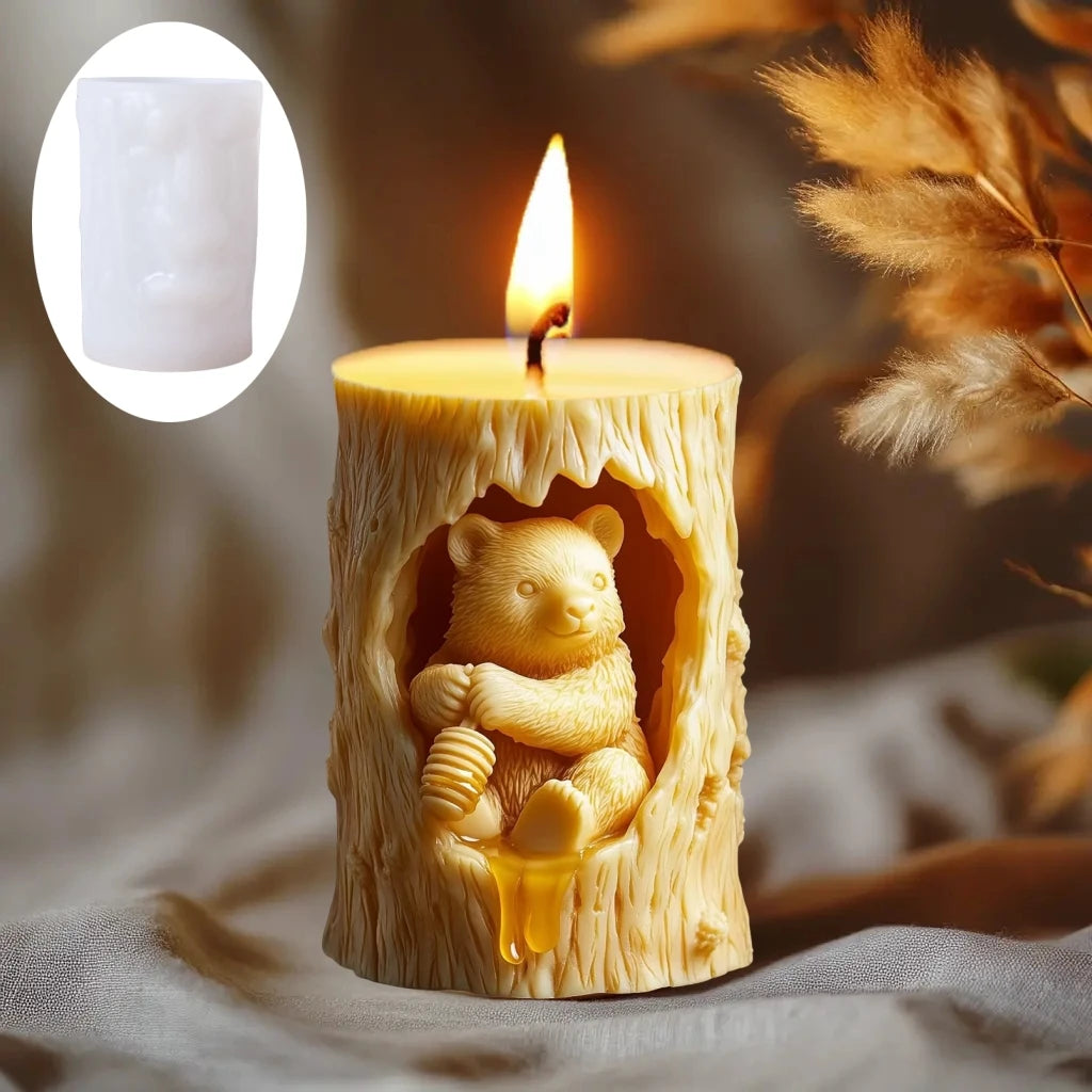 3D Branch bird relief cylindrical candle silicone mold flower bird relief cylindrical resin gypsum mould Rabbit squirrel molds