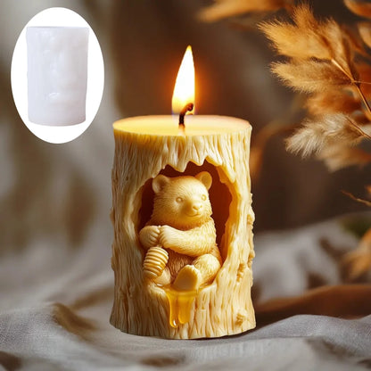 3D Branch bird relief cylindrical candle silicone mold flower bird relief cylindrical resin gypsum mould Rabbit squirrel molds