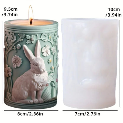 3D Branch bird relief cylindrical candle silicone mold flower bird relief cylindrical resin gypsum mould Rabbit squirrel molds