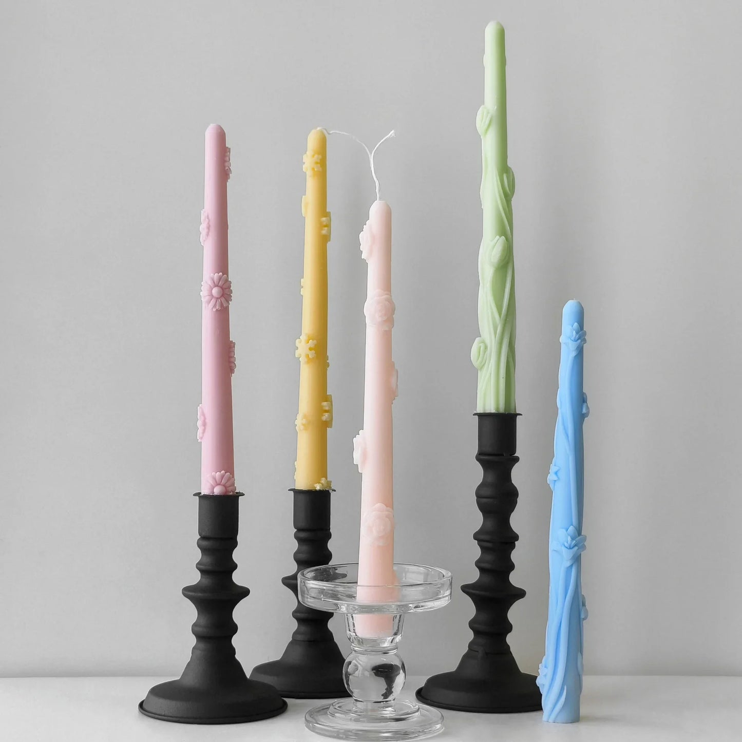 Handmade Aroma Candles Ornament Mould Creative Flowers Candle Making Supplies DIY Long Rod Candle Silicone Mold