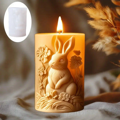 3D Branch bird relief cylindrical candle silicone mold flower bird relief cylindrical resin gypsum mould Rabbit squirrel molds