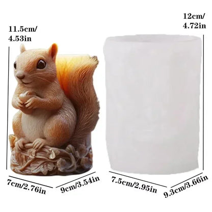 3D Branch bird relief cylindrical candle silicone mold flower bird relief cylindrical resin gypsum mould Rabbit squirrel molds