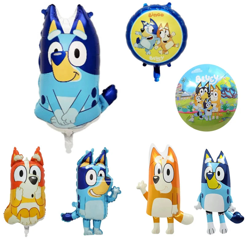 7 style Bluey Bingo Foil Balloon Set Blueys Family Balloons Girls Boys Cartoon Balloons Baby Shower Birthday Gifts Party Decor