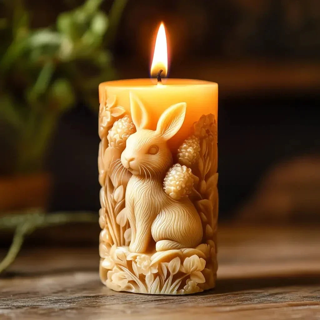 3D Branch bird relief cylindrical candle silicone mold flower bird relief cylindrical resin gypsum mould Rabbit squirrel molds