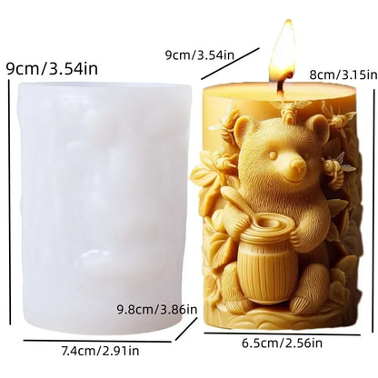 3D Branch bird relief cylindrical candle silicone mold flower bird relief cylindrical resin gypsum mould Rabbit squirrel molds