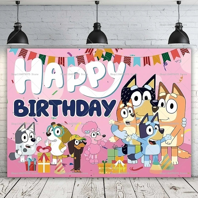 Bluey Moose Background Banner Cartoon Bluey Bingo Family Children Birthday Party Photography Background Photo Background Cover