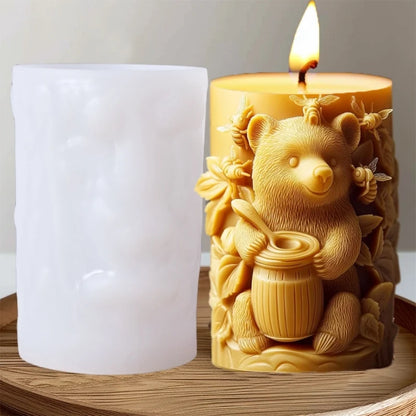 3D Branch bird relief cylindrical candle silicone mold flower bird relief cylindrical resin gypsum mould Rabbit squirrel molds