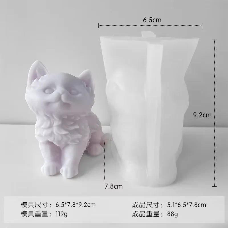 3D Long Neck Kitty Candle Silicone Mold Handmade New DIY Sitting Cat Aromath Wax Gypsum Crafts Resin Soap Making Mold Home Decor