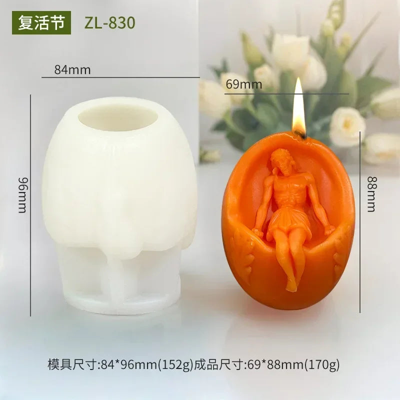 3D 2024 DIY Flower relief egg candle silicone mold Rose flower Easter egg resin mold Peony flower relief egg Decor gypsum mold