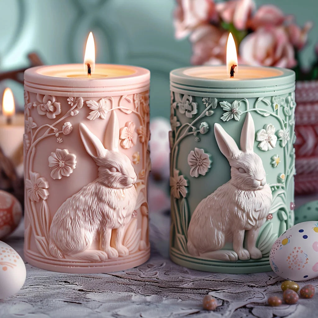 3D Branch bird relief cylindrical candle silicone mold flower bird relief cylindrical resin gypsum mould Rabbit squirrel molds