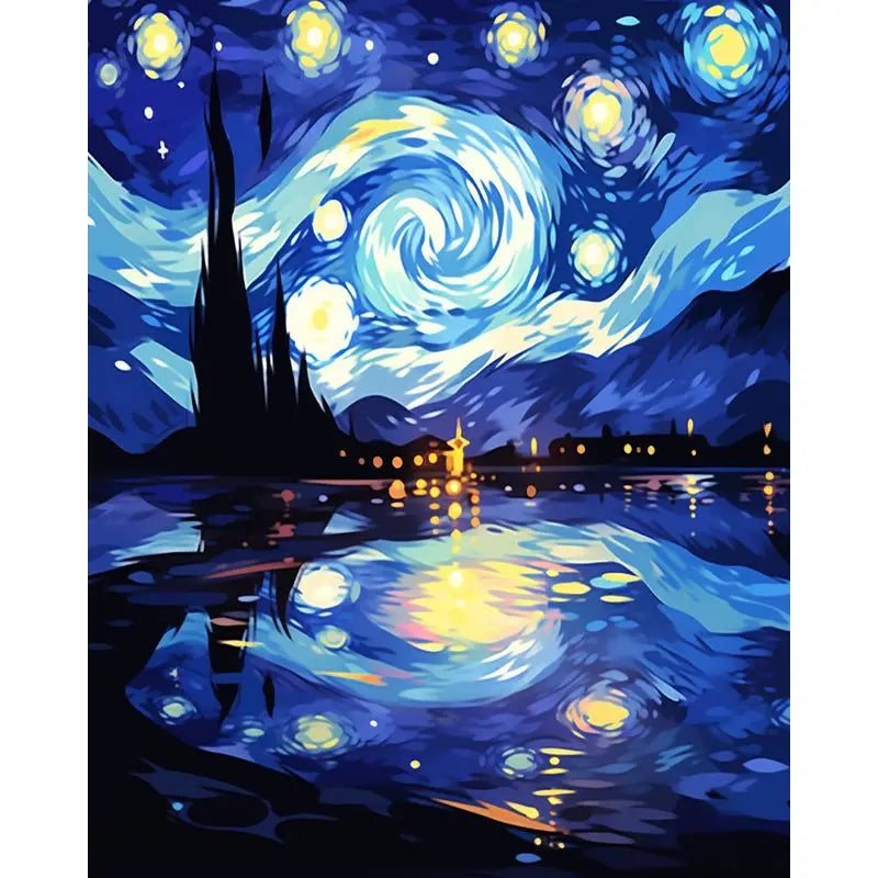 GATYZTORY Paint By Number Starry Sky Boat Scenery Drawing On Canvas HandPainted Gift DIY Pictures By Number Kits Home Decor