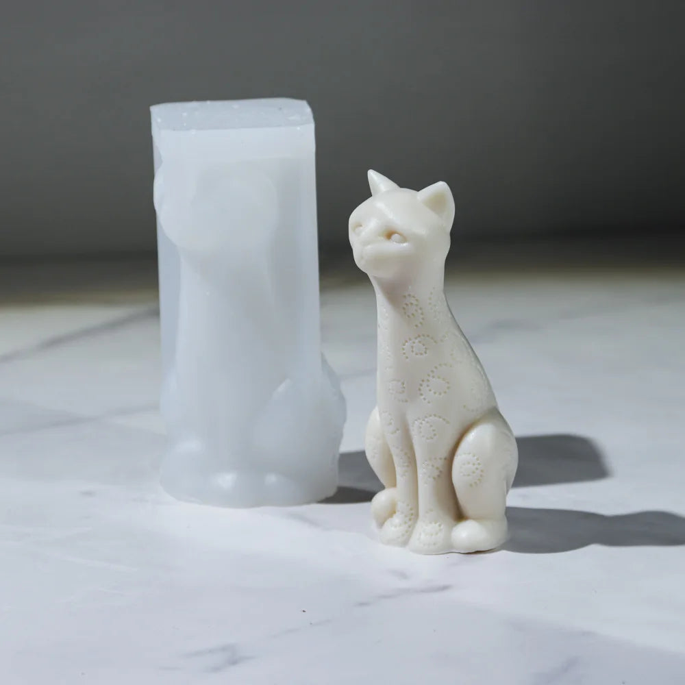 3D Long Neck Kitty Candle Silicone Mold Handmade New DIY Sitting Cat Aromath Wax Gypsum Crafts Resin Soap Making Mold Home Decor