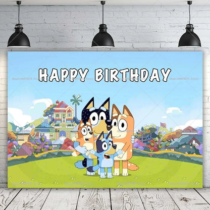 Bluey Moose Background Banner Cartoon Bluey Bingo Family Children Birthday Party Photography Background Photo Background Cover